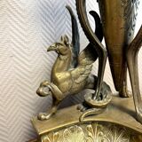 Pair of very large castle andirons in gilded bronze from the Napoleon III period