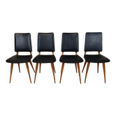 Set of 4 vintage chairs with tapered legs.