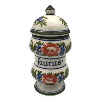 Pot pharmacy jar in art porcelain from tognana, italy, floral decor