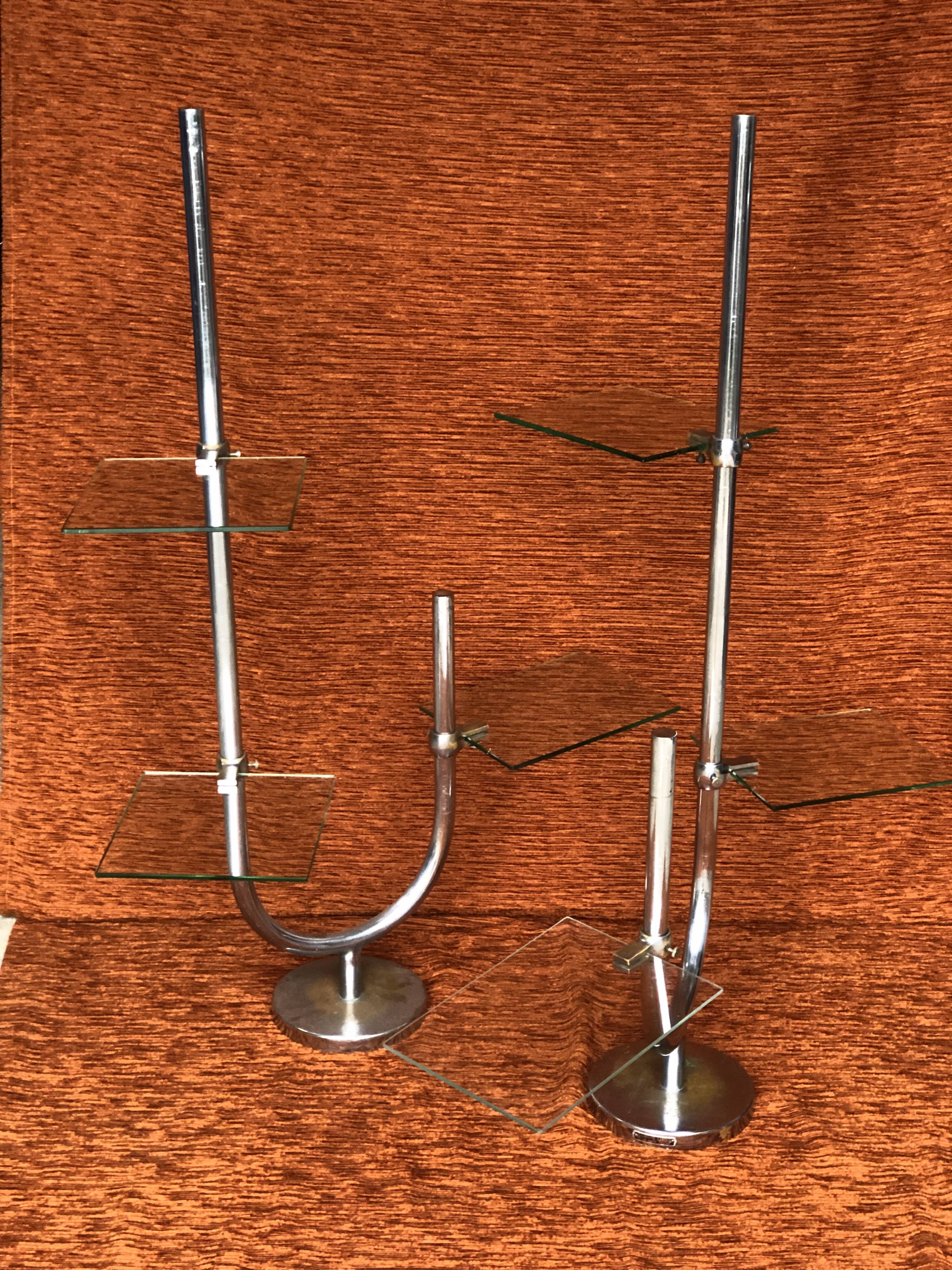 Pair of vintage chrome shelves 1950-1960