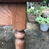 Old farmhouse table desk 1 drawer solid wood patinated black top