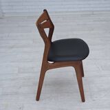 1960s, set of 4 reupholstered Danish dining chairs, design by Erik Buck.