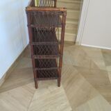 Bookcase - Bibus - 3 levels - woven rattan - bamboo - Vintage - 70s