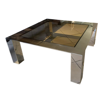 Table basse en verre et chrome