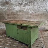 Antique workbench green kitchen island