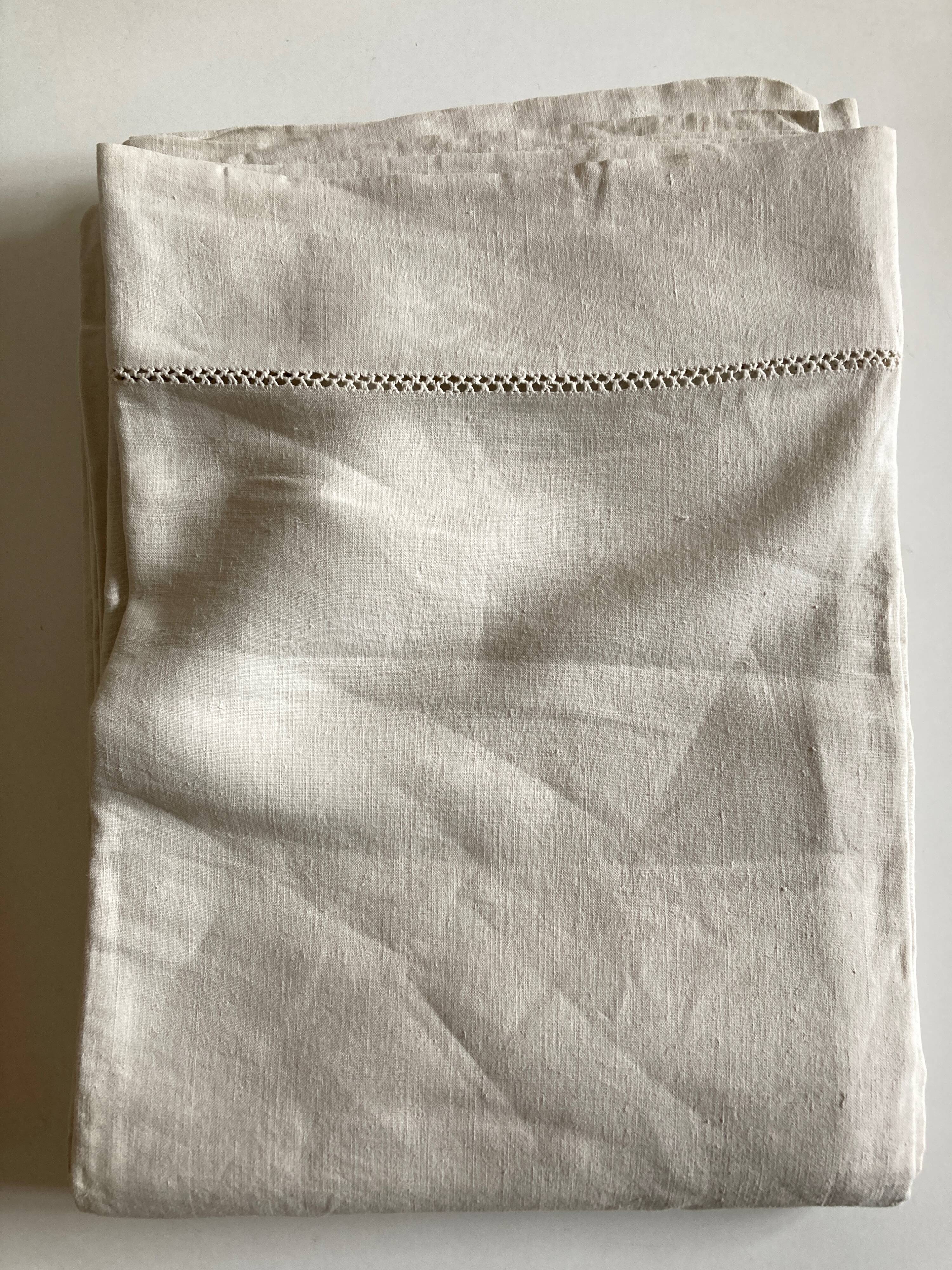 Country sheet linen canvas 19th without monogram L240cm