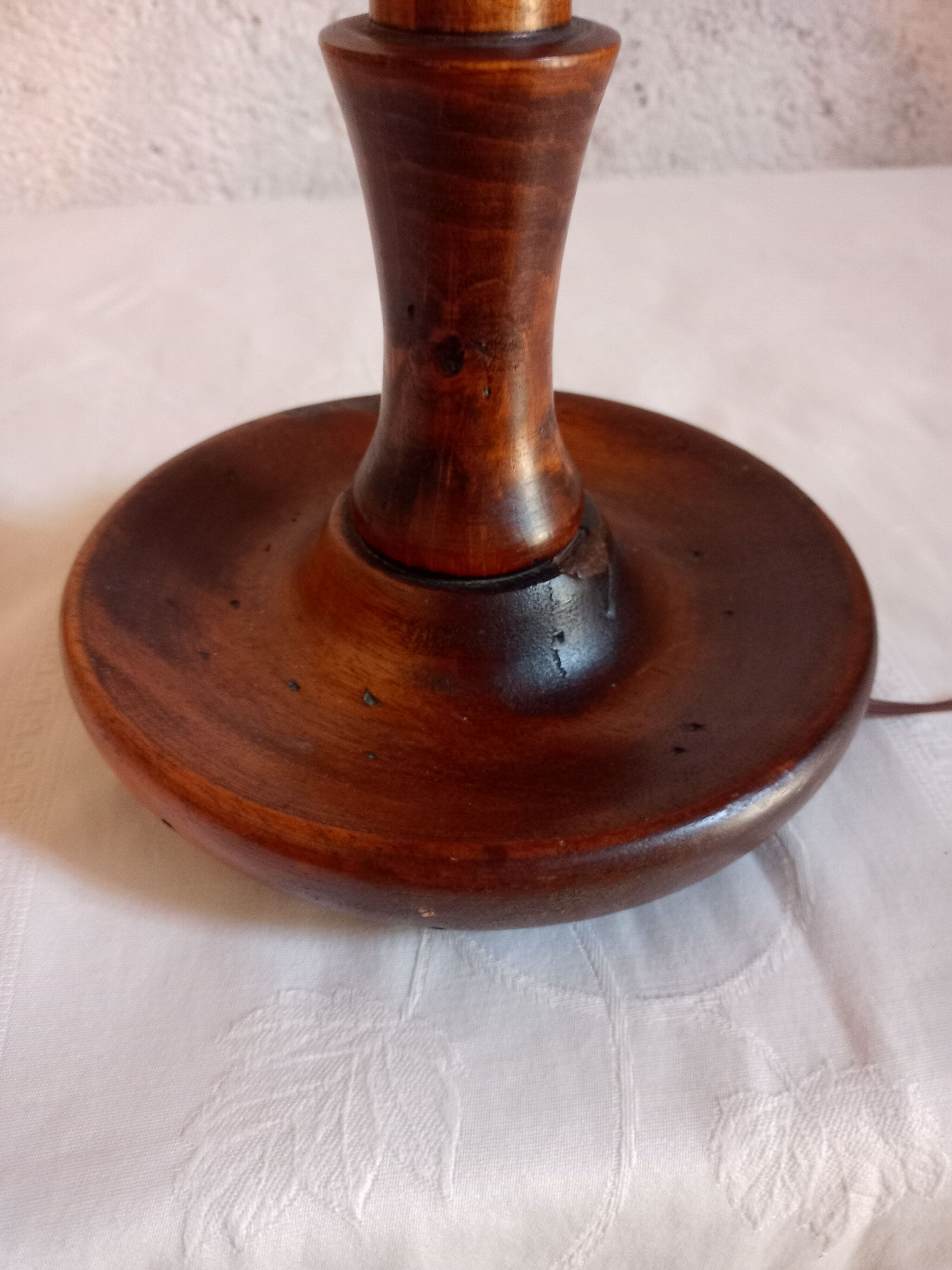 Wooden lamp turned in walnut