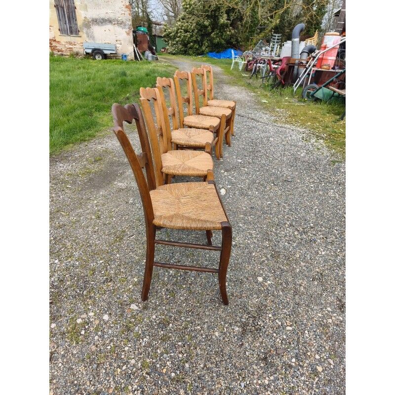 6 chaises paillées anciennes