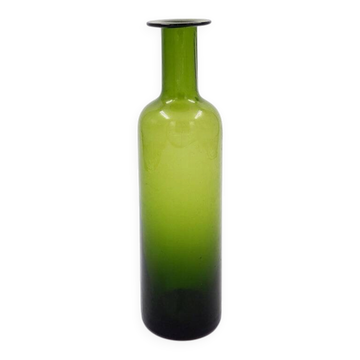 Vase en verre vert mid-century / bouteille style Nanny Still