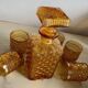 Vintage Italian liqueur service in amber glass – "Pointe de" work