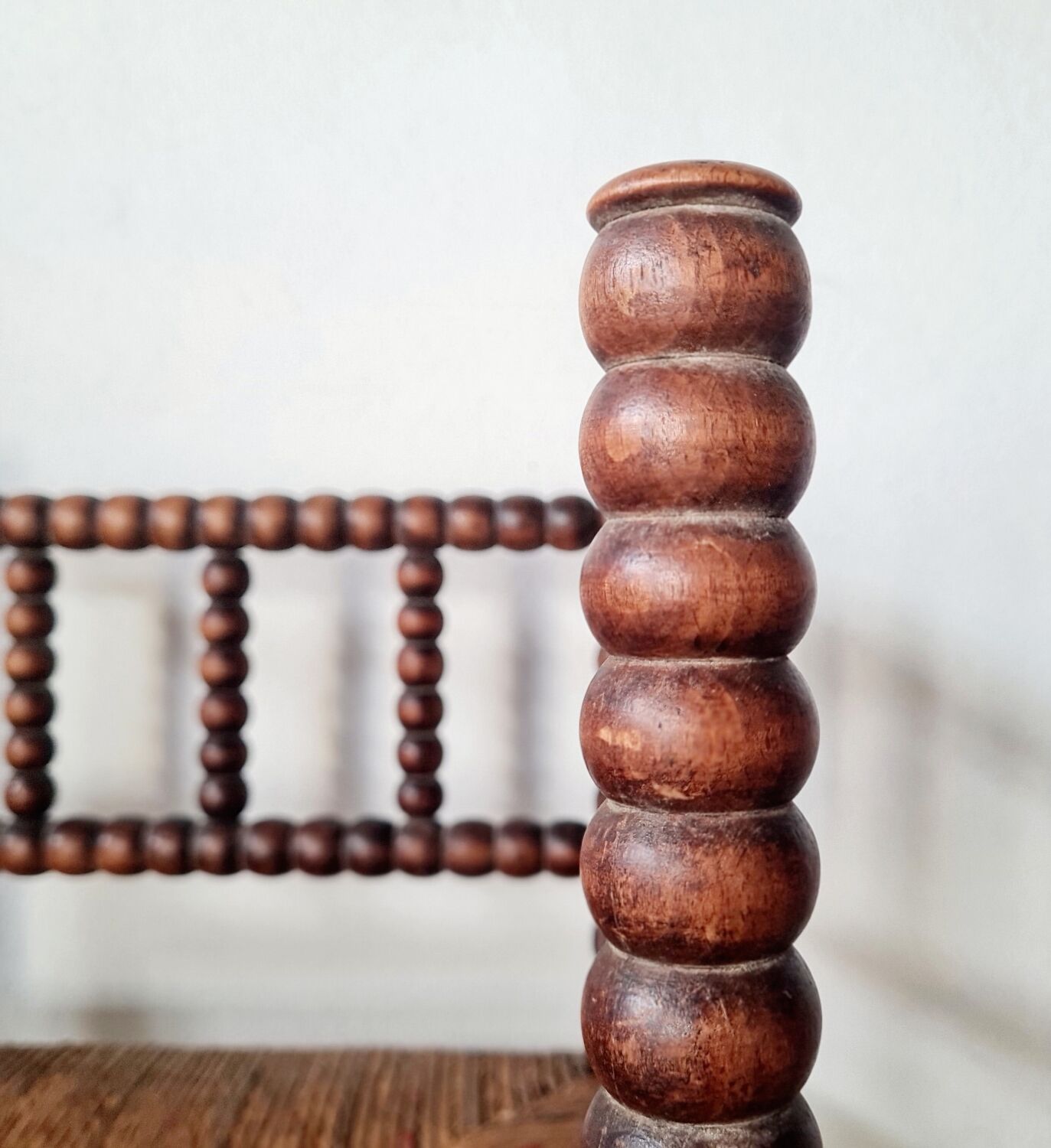 1950s turned wooden corner chair