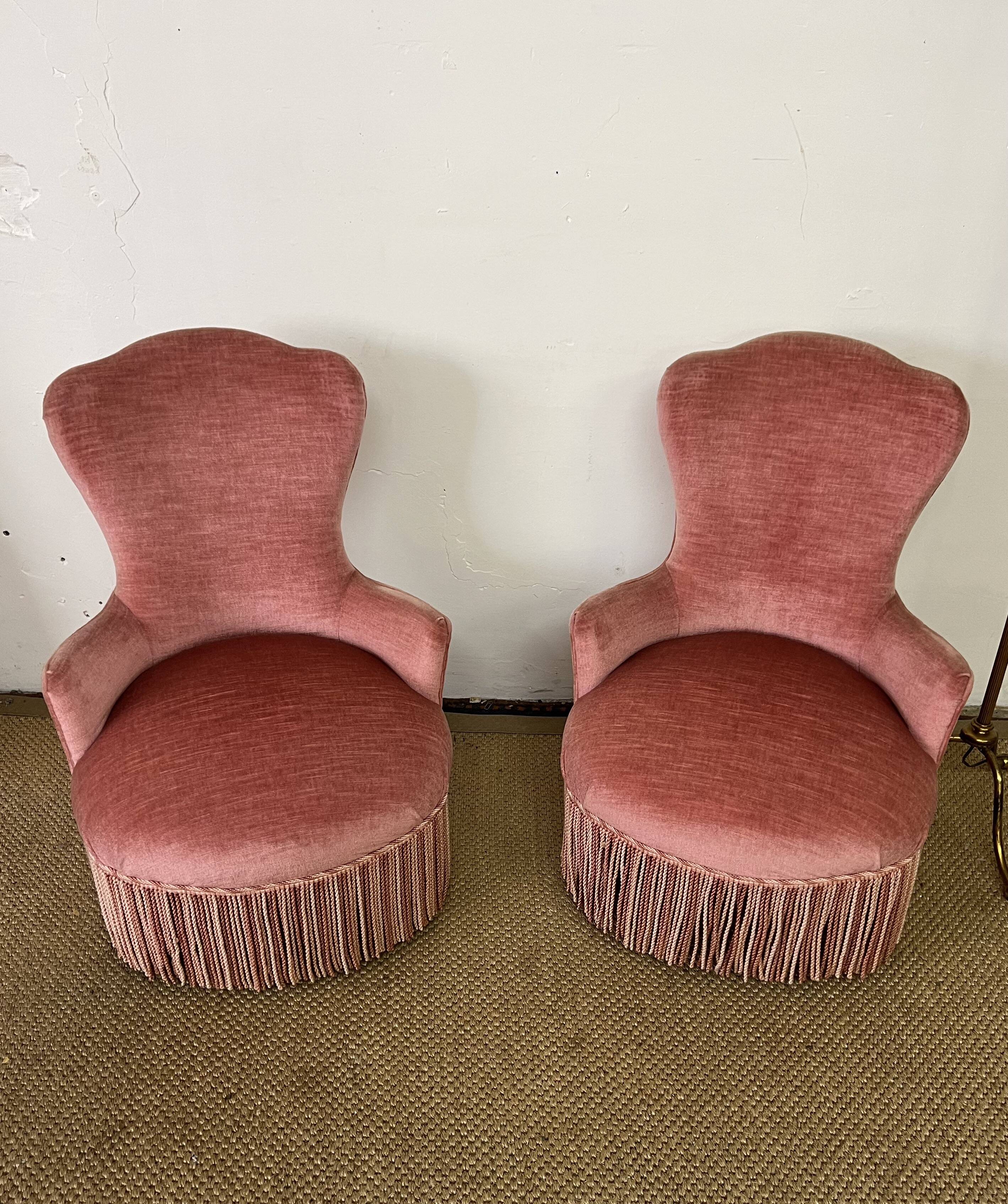 Pair of powder pink toad armchairs