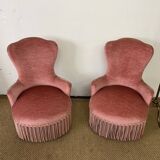 Pair of powder pink toad armchairs