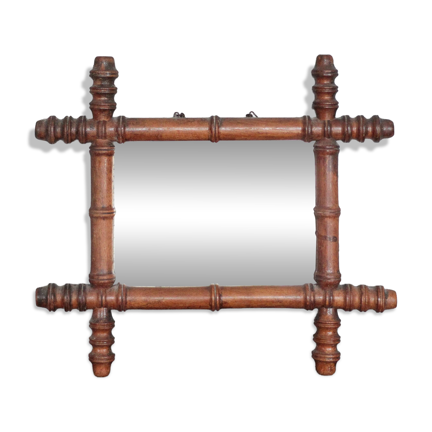 Wooden bamboo imitation mirror, antique mirror, hanging mirror.