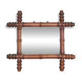 Wooden bamboo imitation mirror, antique mirror, hanging mirror.