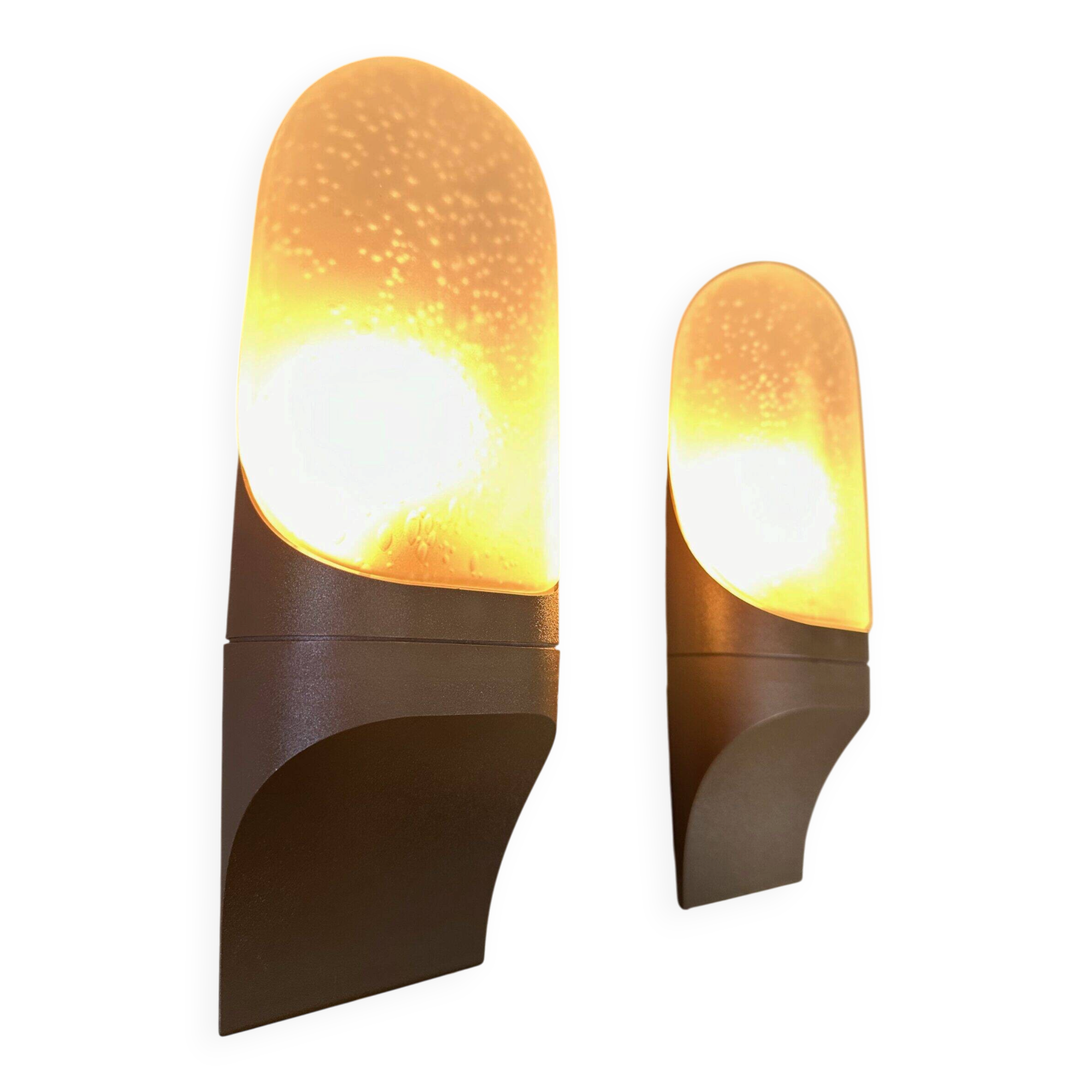 2x vintage 'frosted glass' wall lamp – Hans Popp