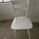 Set of 6 mismatched white chairs