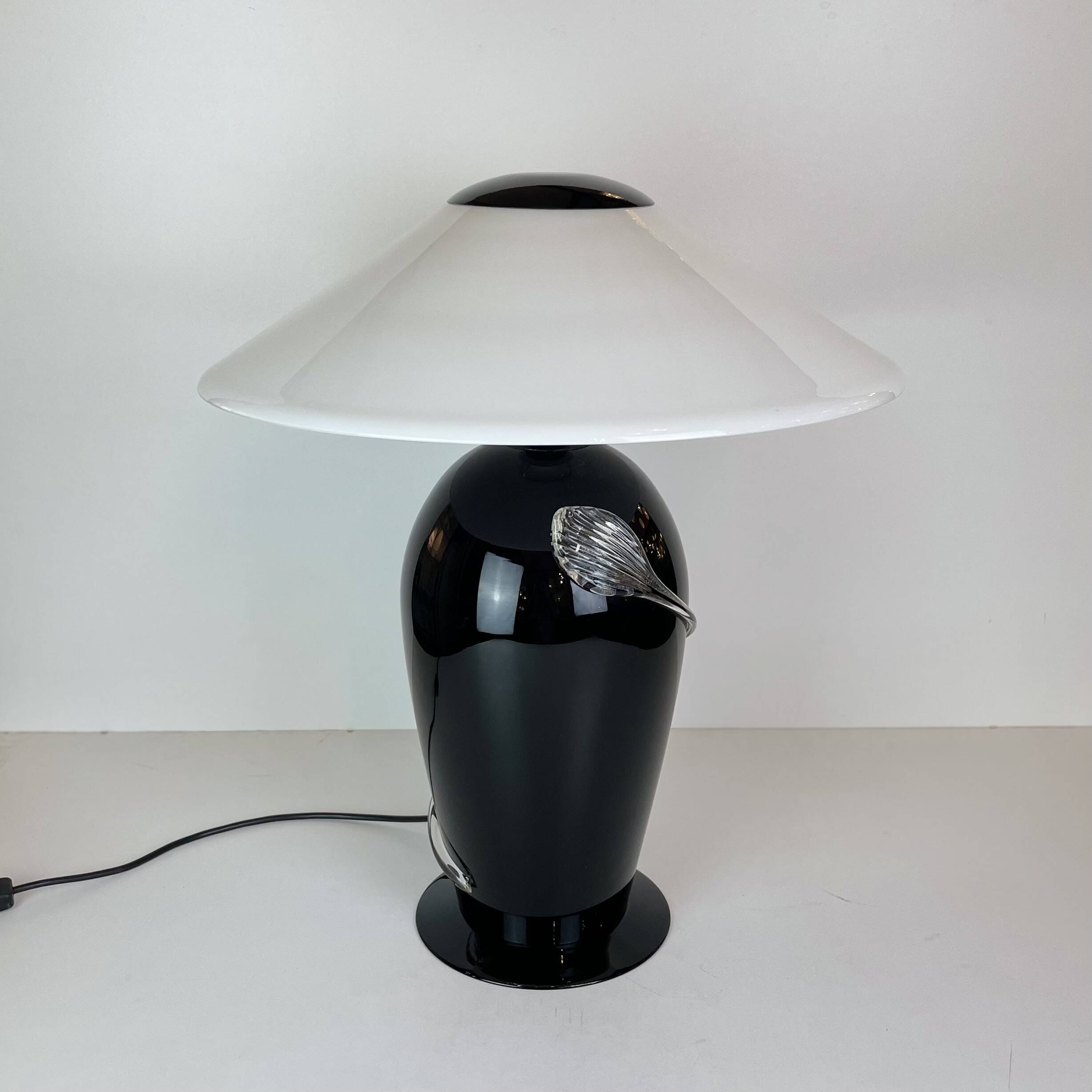 Lampe de table Murano N&B de 1980'