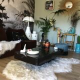 Coffee table 70s black marble effect