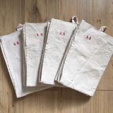 Lot de 4 torchons anciens en lin épais