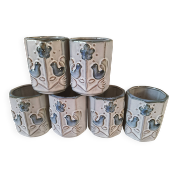 6 gobelets vintage en céramique