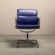 Charles & Ray Eames EA208 Chair in polished aluminum and Indigo blue leather