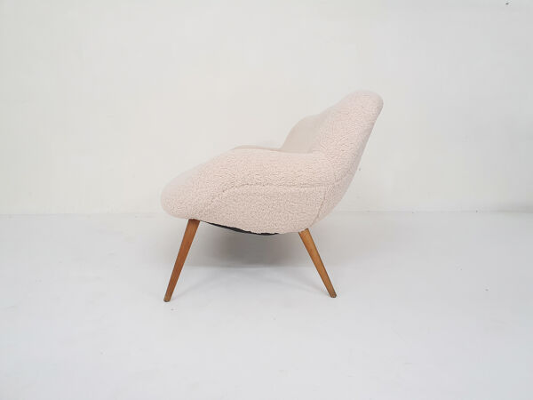 Canapé scandinave en laine bouclée, Danemark années 1960