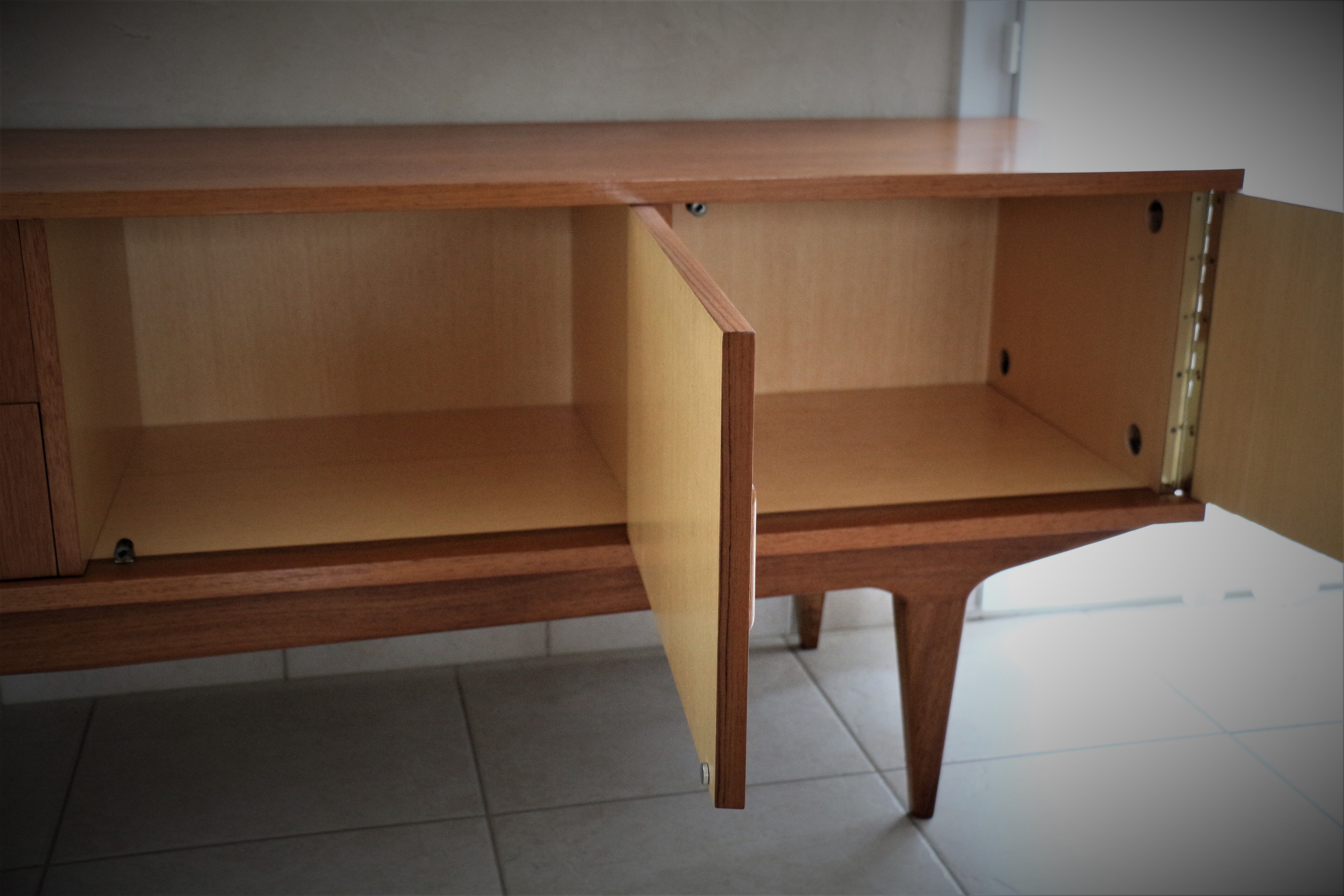 Scandinavian design sideboard in blond teak