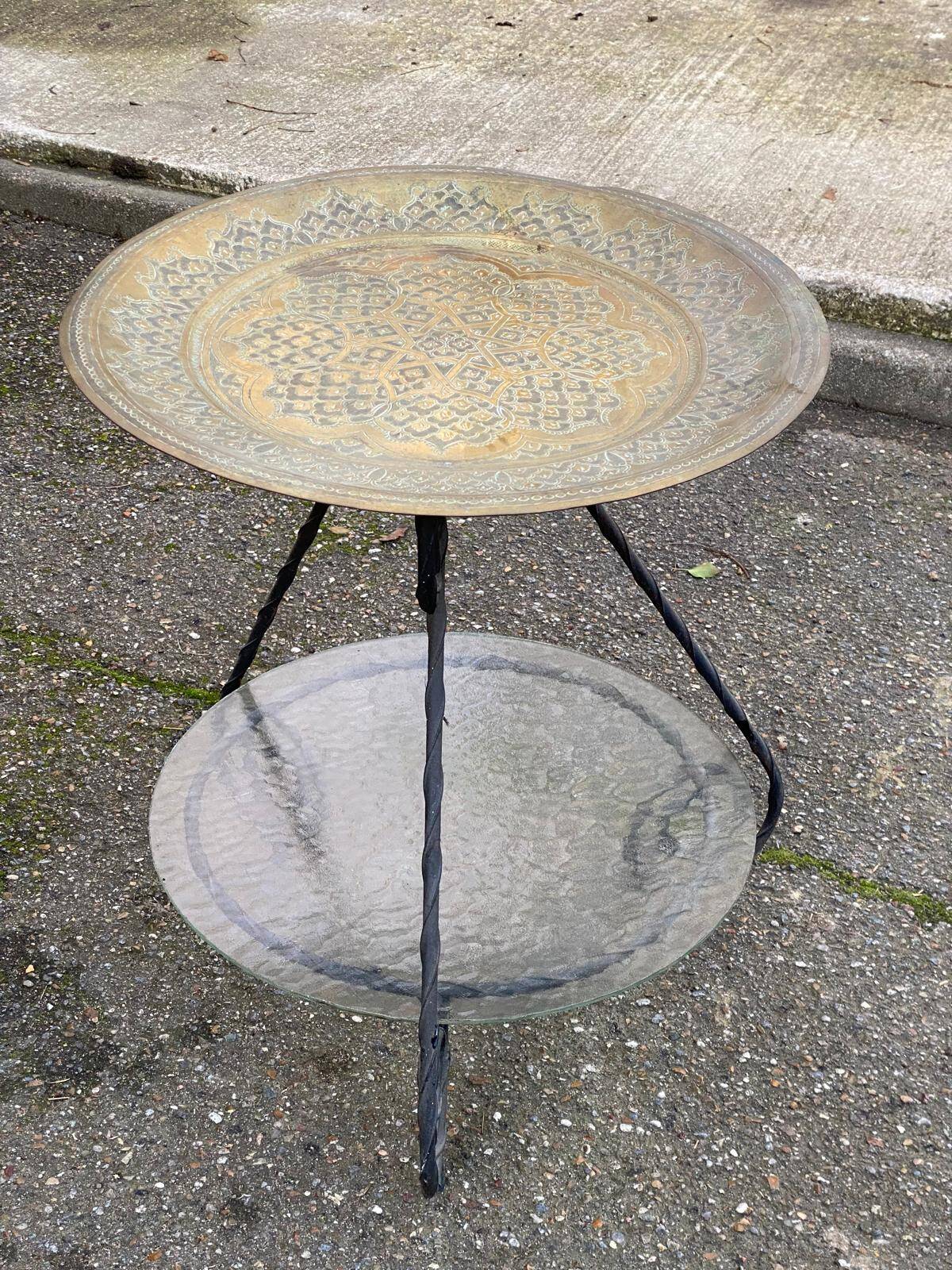 1970s round Moroccan side table