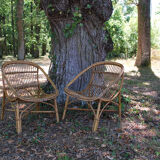 Pair of adult rattan basket armchair