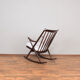 Danish teak & boucle rocking chair by Frank Reenskaug for Bramin