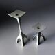 Pair of biomorphic candleholders, solid aluminium, Spain, 1970s