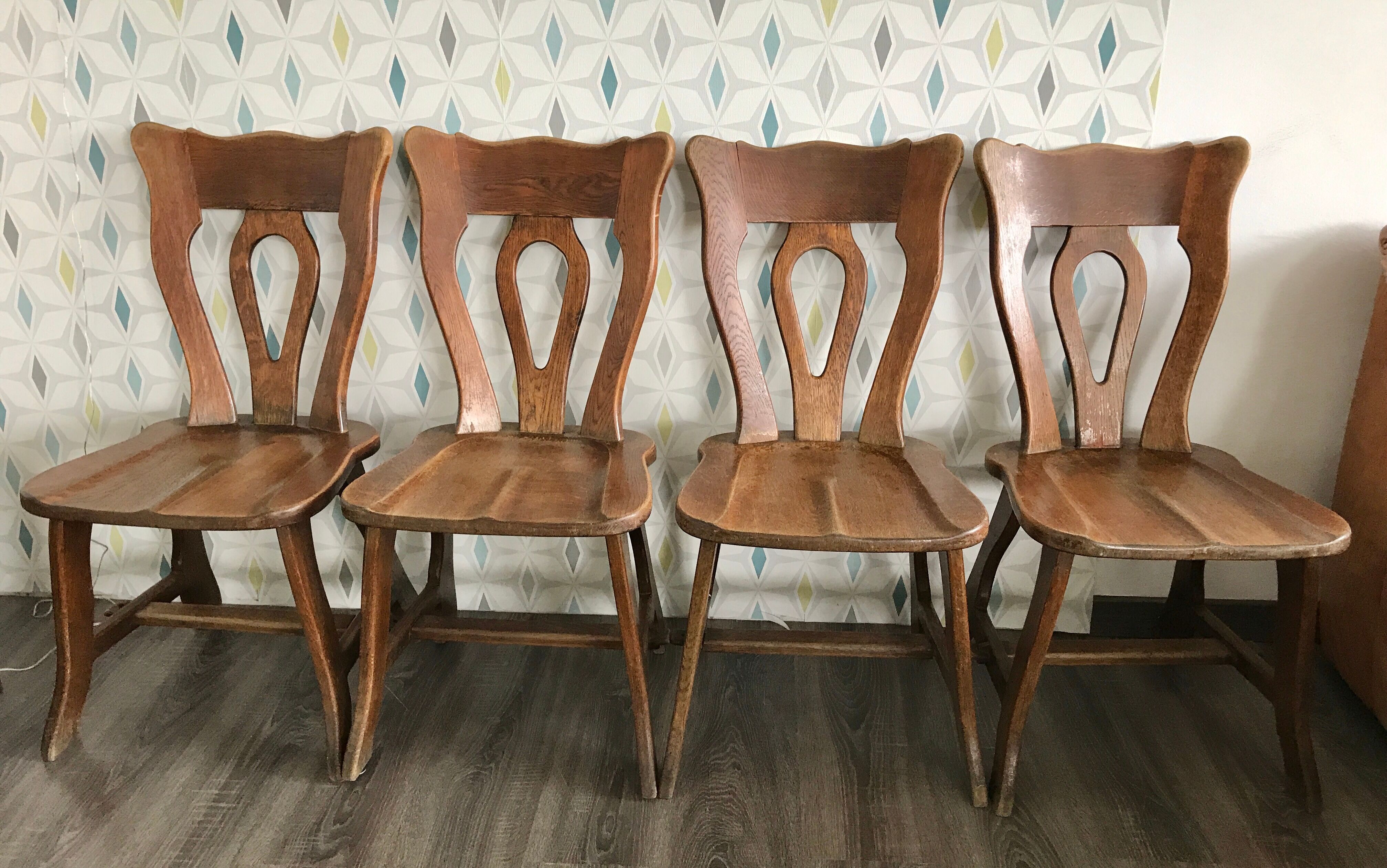 4 brutalist bistro chairs
