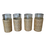 4 glasses for orangeade/rattan cases