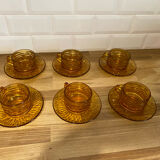 Set of 6 amber glass cups