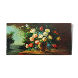 Painting bouquet old oil on canvas