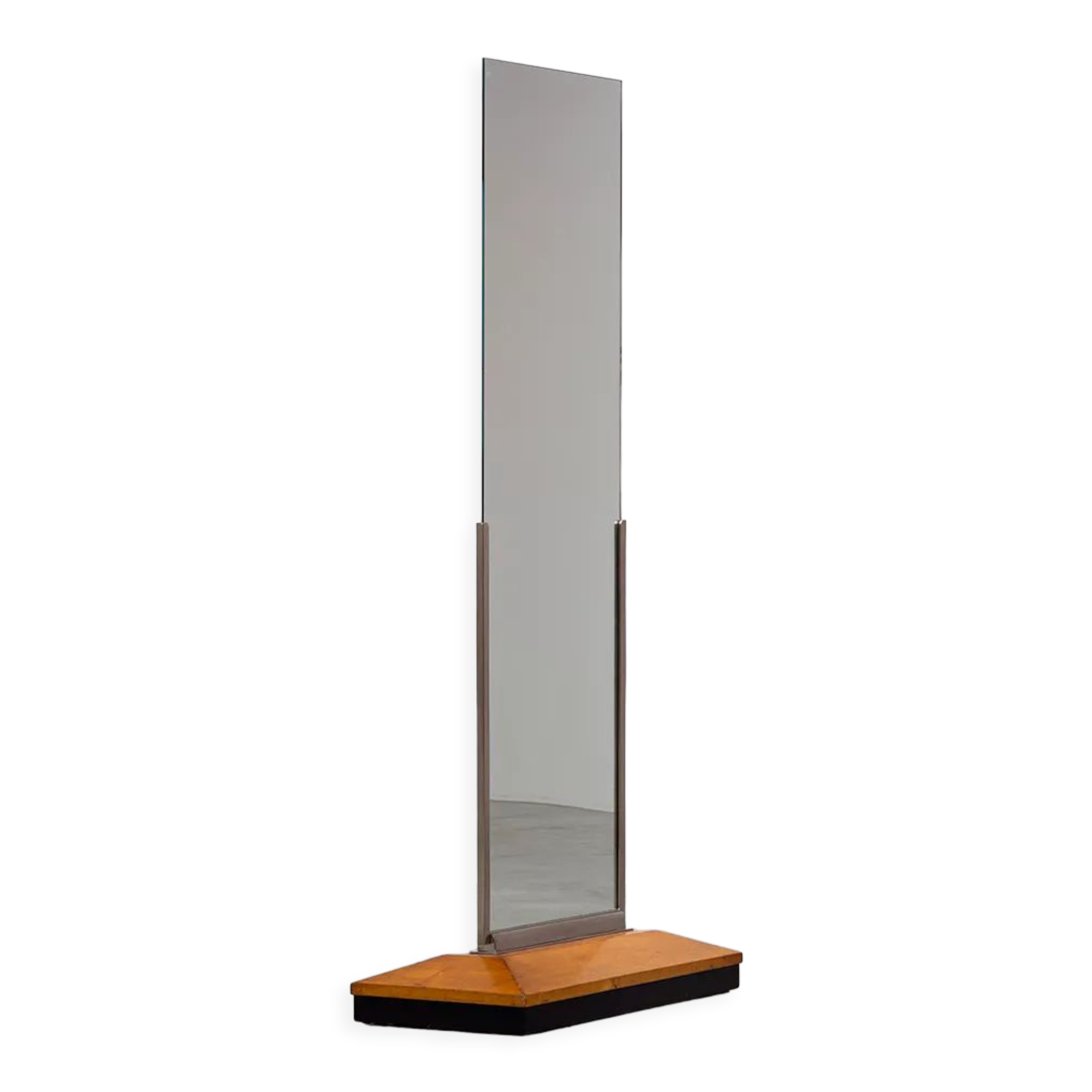 Art deco rectangular mirror in walnut wood 1930 176x80cm