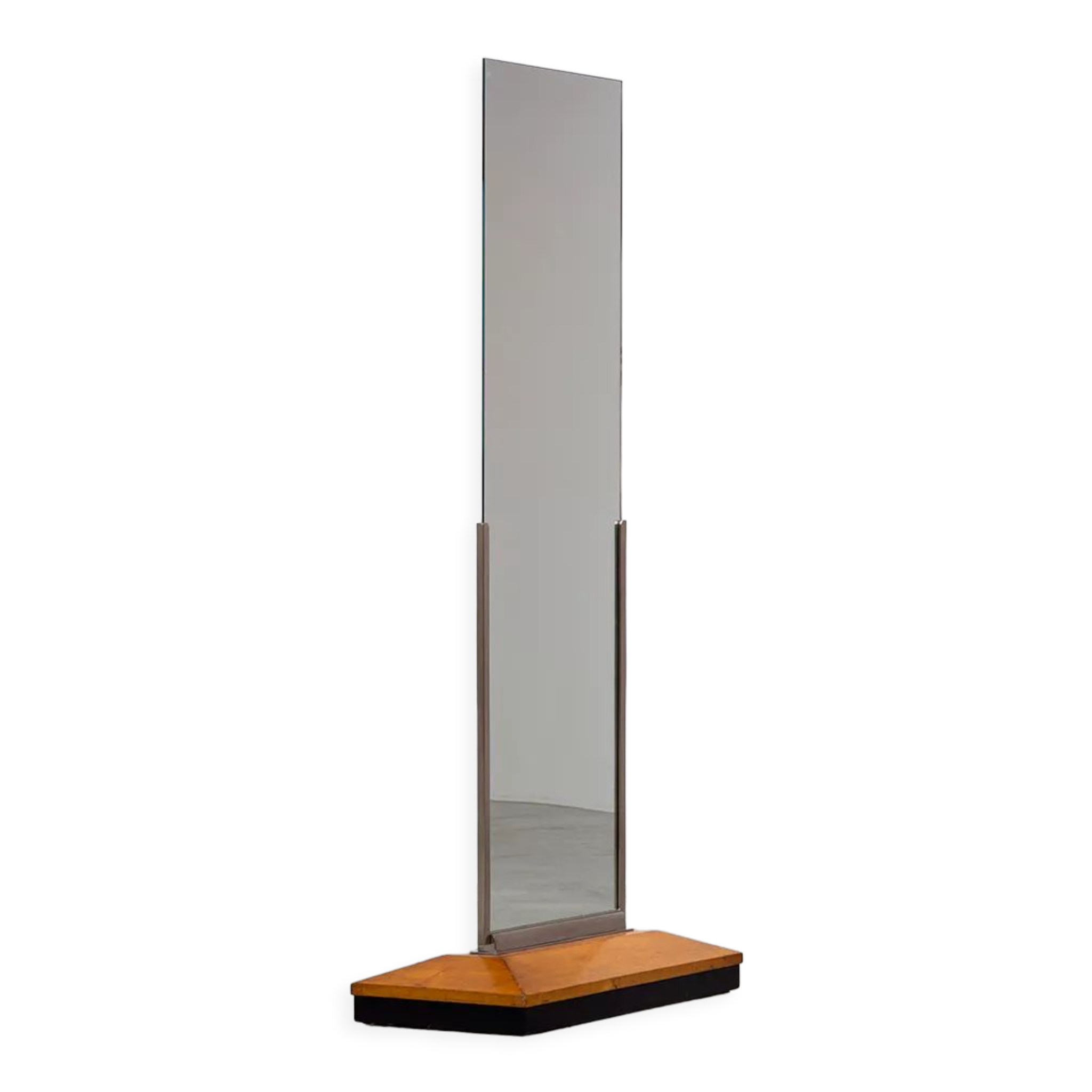 Miroir rectangulaire art deco en bois de noyer 1930 176x80cm