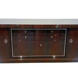 Large Art Deco Sideboard in Macassar Ebony, Maple & Chrome, France, 1930s