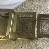 Brass and glass pull out tables 70