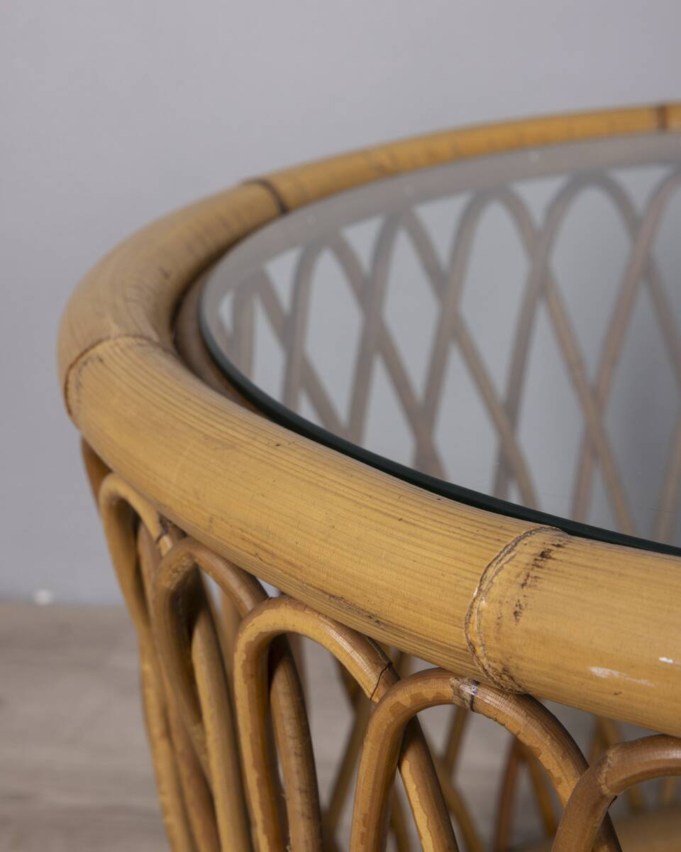 Vintage 1970s Italian design bamboo coffee table