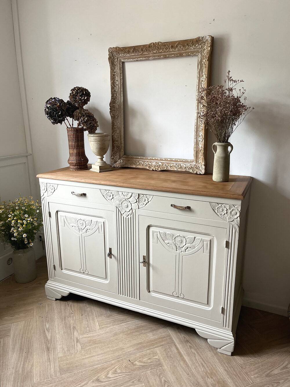Large Art Deco buffet in grey oak