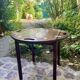 Table basse de bateau vintage pliante en bois et laiton