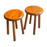 Pair of vintage pine stools