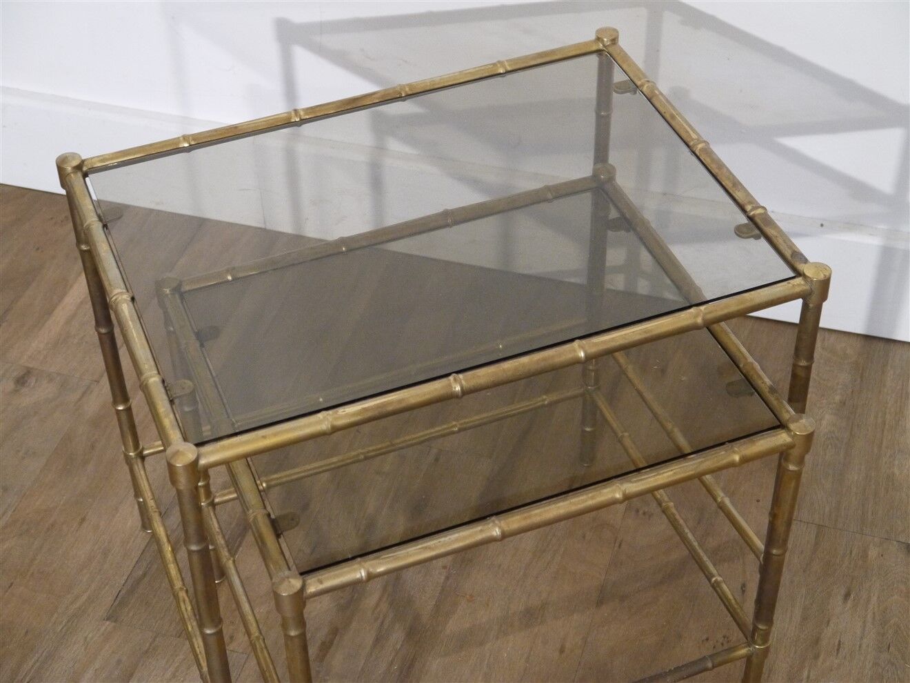 Brass nesting tables "faux bamboo" 1970
