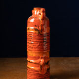 Vase en céramique allemand avec une glaçure orange