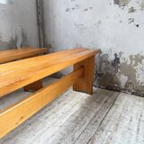Pair of Charlotte Perriand Les Arcs pine benches