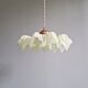 Art Deco pendant light in speckled green and white pleated glass, 1920s-30s.