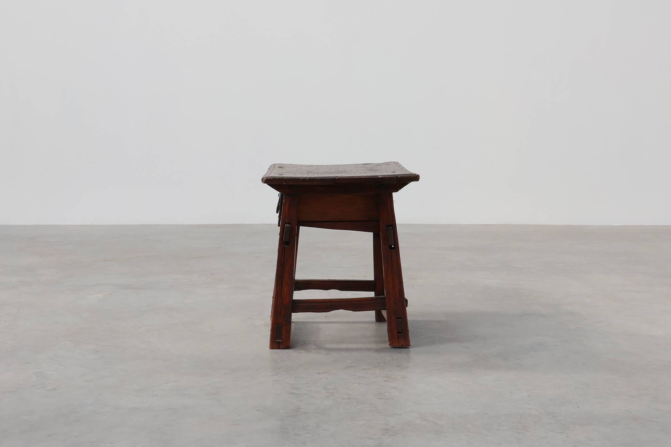17th Century Spanish Oak Side Table with Drawer in Wabi Sabi Style