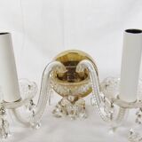 Murano diamond point glass wall lamp with pendant